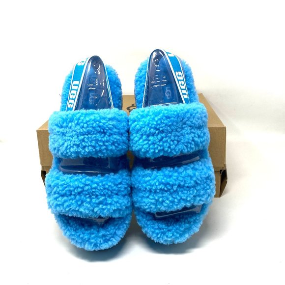 UGG OH Fluffita Women's Slippers Platform Blue Logo Size 1120876SPL - Picture 6 of 10